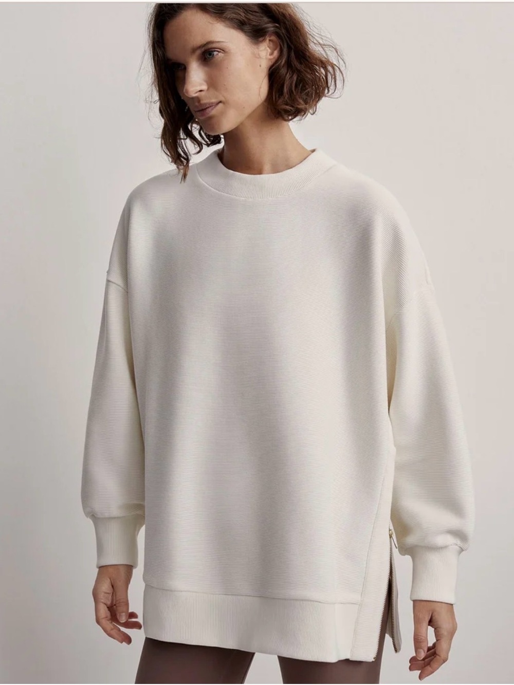 Varley Mae Cream Oversized Crewneck Sweater Sweatshirt - Medium - Orig $148